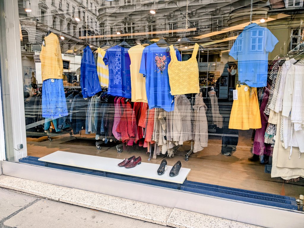 joannabostock's tweet photo. Second hand fashion displays solidarity with #Ukraine https://t.co/IISmiWtDQx