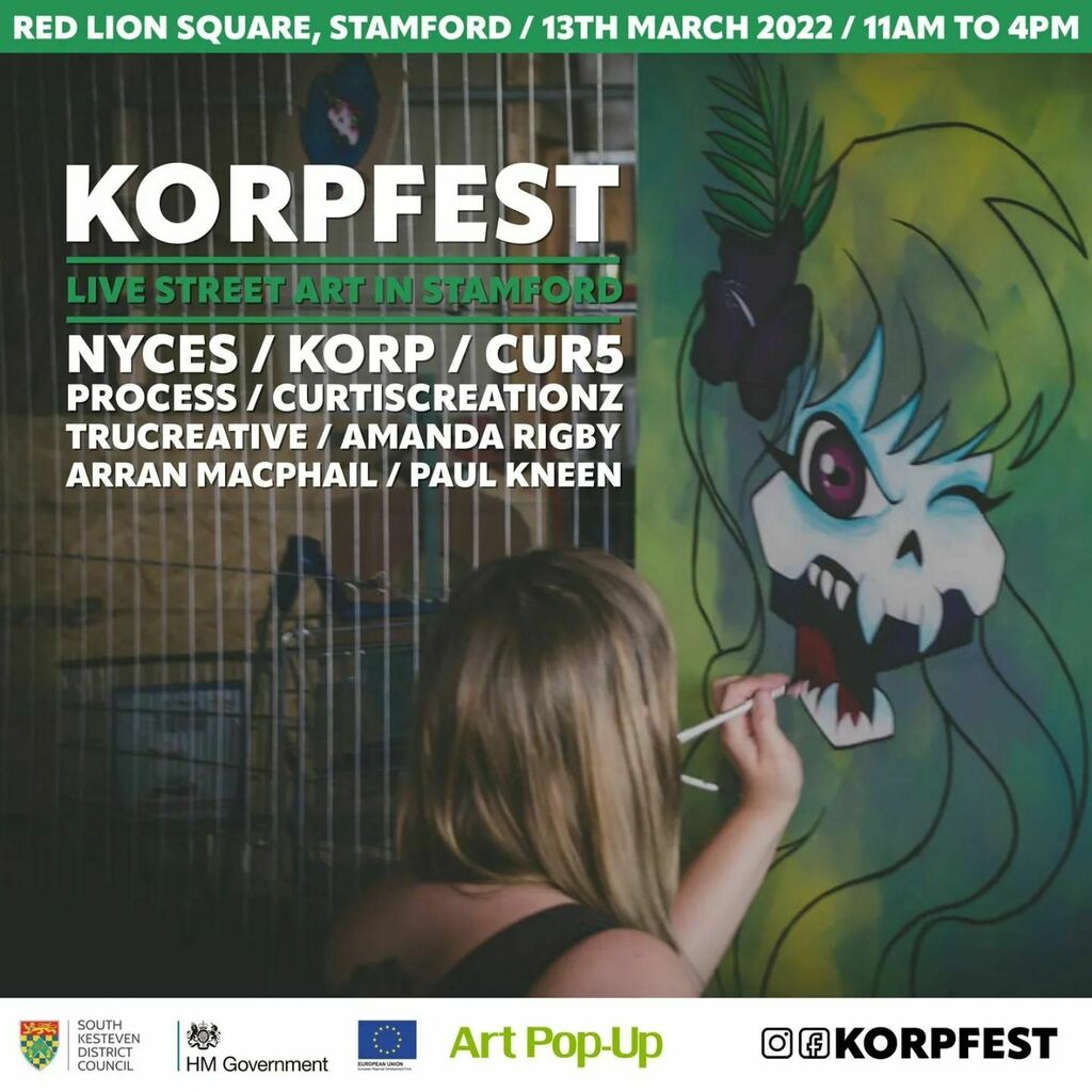 🤘🤘 HELL YEAH!! 🤘🤘

First big art sesh of the year with some amazing artits in Stamford next weekend.

Come along and checkout different styles and creations happening.

#localevents #korpfest22 #outsideart #art #painting #safeforwork