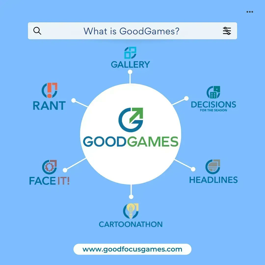 goodfocusgames's tweet photo. GoodGames helps enhanced the creativity of your team members and minimize the effects of zoom fatigue by traditional online conferences.
Visit our website https://t.co/j7nqiAU1qy to increase creativity in the workplace.
#Headlines #Cartoonathon #FaceIt! #DecisionsForTheSeason https://t.co/Dz9RQf8nje