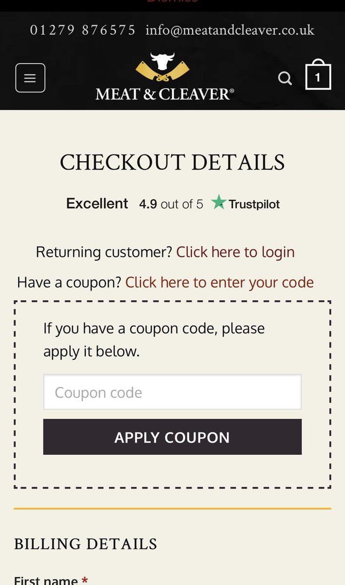 meatandcleaver's tweet photo. For those asking, use coupon code March15 at the top of the checkout page (click on Click here to enter your code) https://t.co/wRyvL4H699
