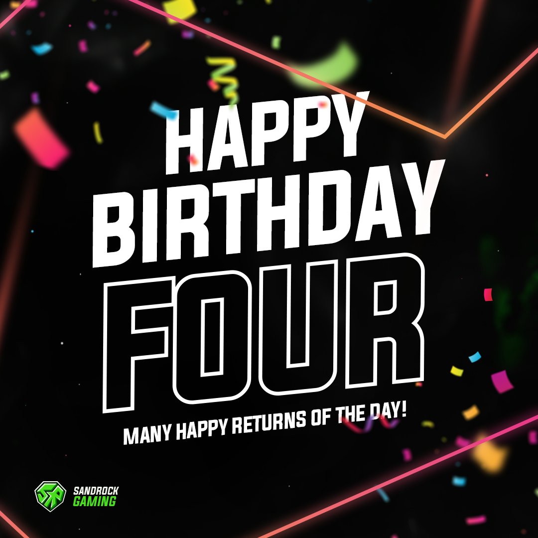 Happy 20th Birthday to <a href="/FourDesignsGFX/">FourGFX</a> 🎉

We hope you have a fantastic day! 🥳

Best wishes from all of us at Sandrock Gaming 💚