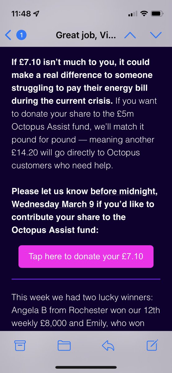 camp_vh's tweet photo. @OctopusEnergy gosh darn you really outdo yourselves and everyone else frankly! I’ve donated our savings with 3 clicks just so thoughtful, simple and giving help where it’s needed! I’m proud to be a customer of yours! @g__j https://t.co/S1m0HYtdBN