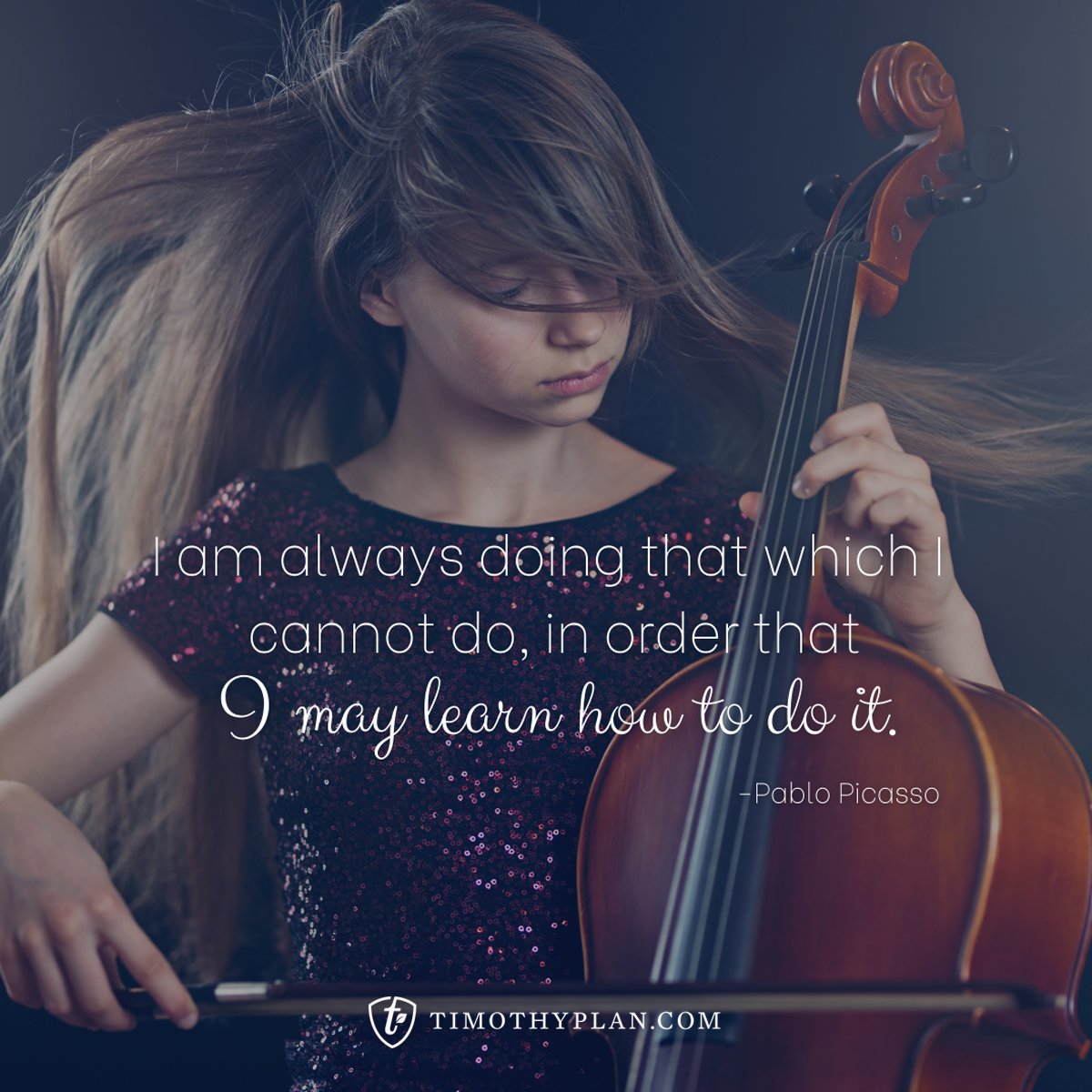 TimothyPlan's tweet photo. "I am always doing that which I cannot do, in order that I may learn how to do it."- Pablo Picasso #motivationalquotes #saturdayvibes #changetakestime #growth #trainhard #timothyplan #biblicalprinciples #goodstewardship https://t.co/SPuT0IoKke