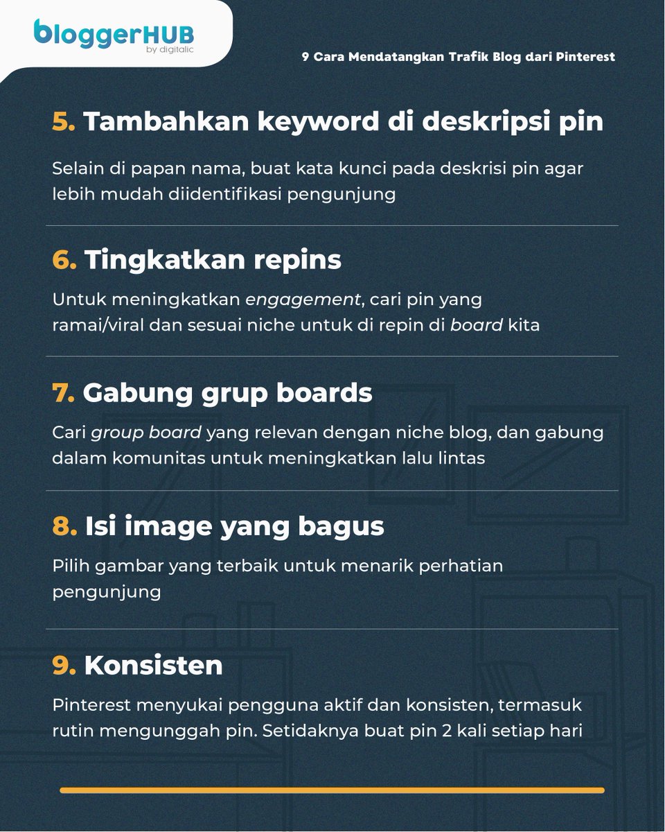BloggerHubid's tweet photo. Begini nih sob cara memanfaatkan pinterest sebagai sumber traffic blog kita.
Kamu sudah tahu belum?
#Pinterest #Blogger #BloggerHub #BloggerIndonesia #Bloggers https://t.co/oeofKc0M5V