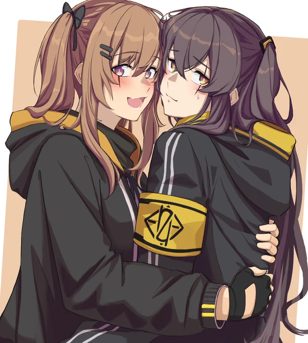 ドルフロのUMP9とUMP45

45姉大好き9と別に嫌じゃないけど,思った以上のスキンシップで若干戸惑い気味の45

#ドールズフロントライン
#イラスト練習 