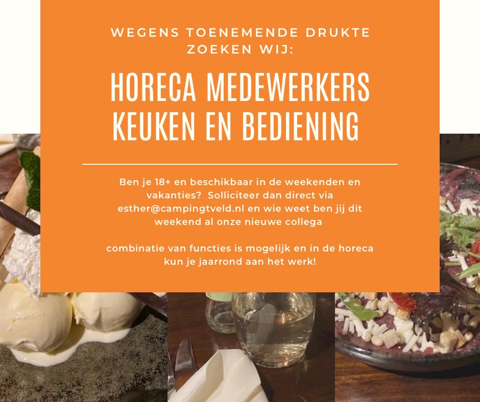 1 april start het kampeerseizoen weer. We hebben er weer veel zin in en zoeken nog een paar collega’s om de teams compleet te maken!
Ben jij of ken jij onze nieuwe collega?