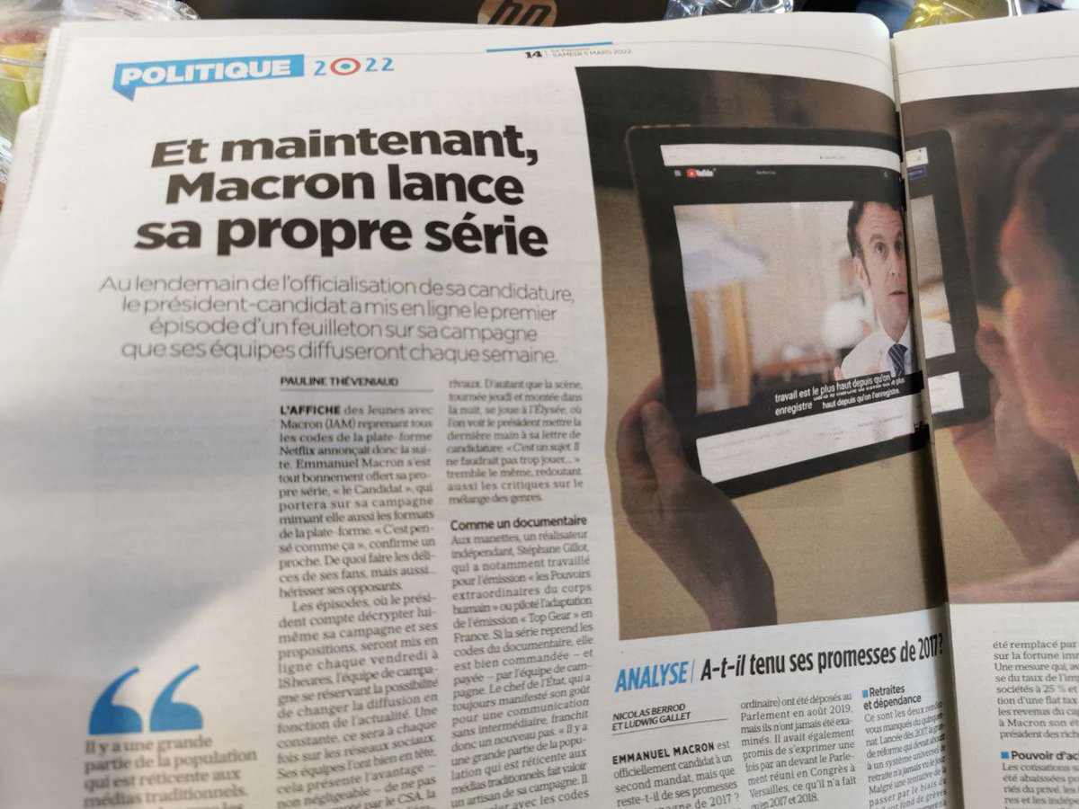 JLMelenchon's tweet photo. Wooo. Macron a une série. Ébahissement sur commande dans «Le Parisien». La nôtre en est déjà au 12ème épisode... Et on faisait déjà ça en 2012 sous le titre... «En Marche». 0 imagination chez Macron. https://t.co/xg8oqioqNF