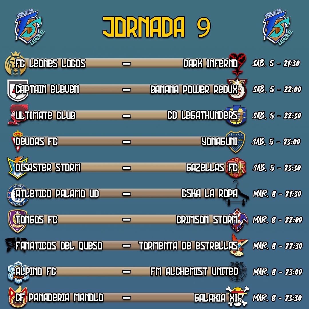 InakamasLeague's tweet photo. ¡LOS PARTIDOS DE LA JORNADA 9! https://t.co/5uoKAhy0Hg