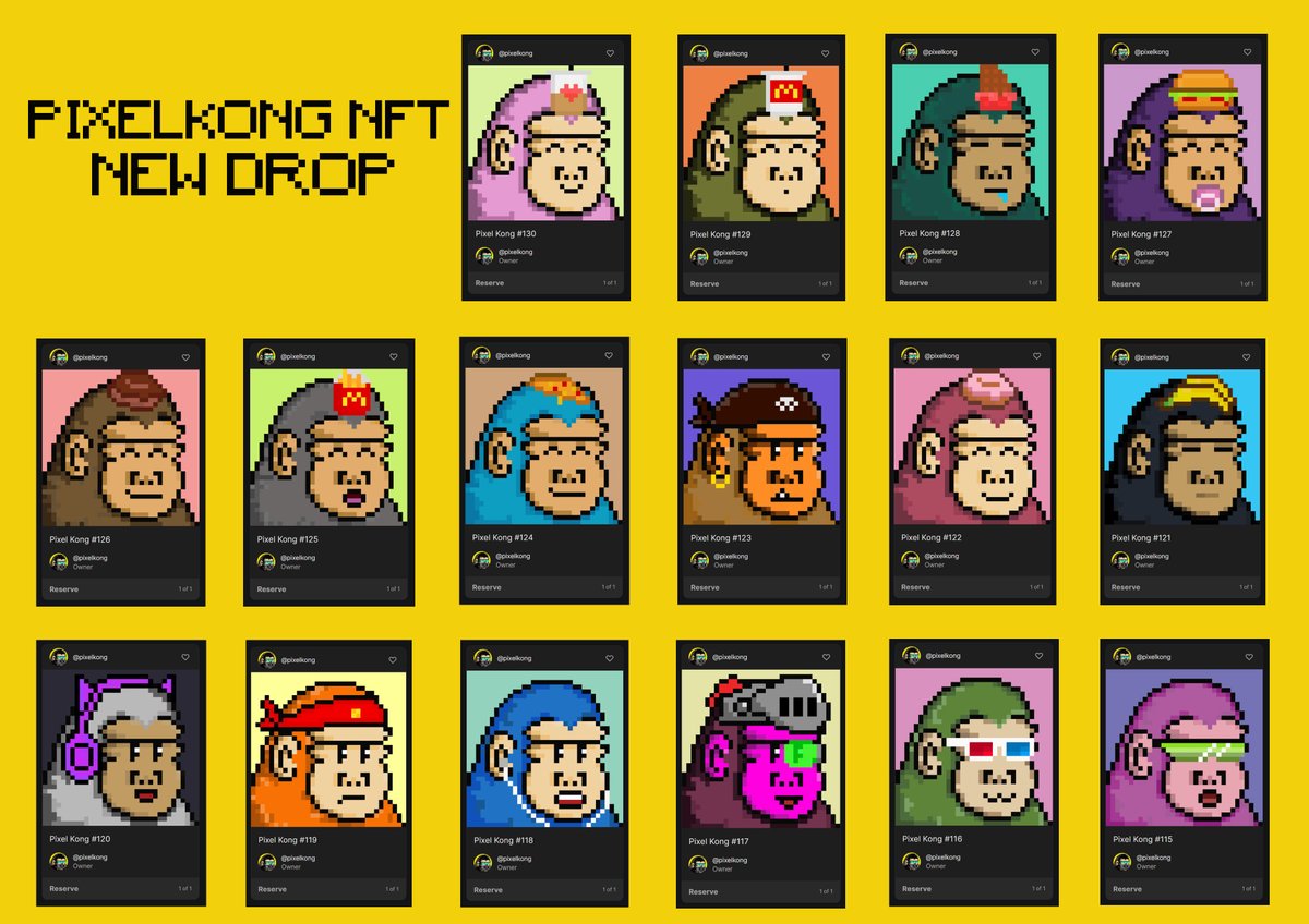 🚨!! NEW DROP !!🚨

Hello guys! Just minted 16 of my artwork "PIXEL KONG NFT" on pentas for 0.01 bnb only, do check it out: 

app.pentas.io/user/0x3ad015c…

#Pentas #pentasio #nftart #NFT #MalaysiaNFT #pentasian #NFTcomunity #BNB 
<a href="/pentas_io/">Pentas | NFT Marketplace</a> <a href="/Pentasian/">PENTASIAN</a> <a href="/belakangpentas/">belakangpentasmy</a>