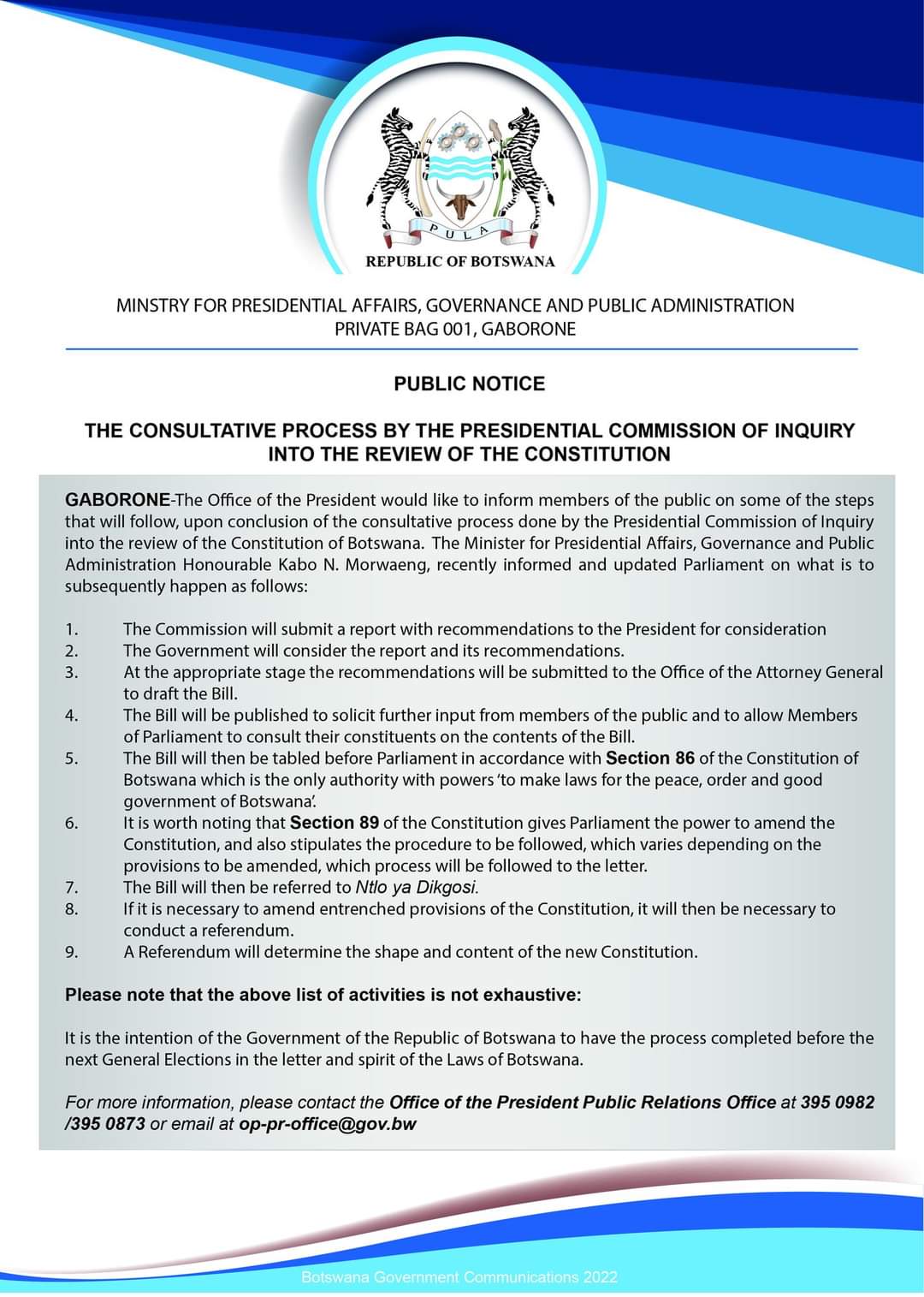 Botswana Government on Twitter "PUBLIC NOTICE The consultative