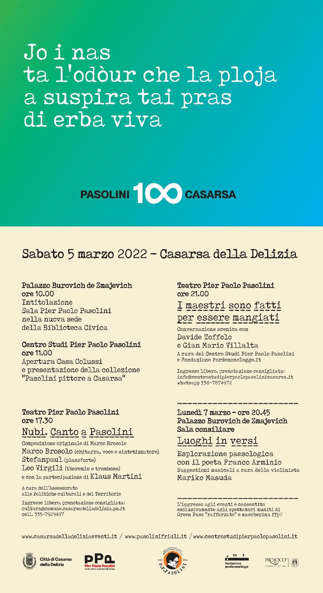 ClarottoLavinia's tweet photo. #Pasolini100
Buon compleanno a Pier Paolo!
Noi a Casarsa cerchiamo di celebrarlo al meglio, grati per tutto quello che lui ha fatto per la nostra terra https://t.co/9ktxgsJSbU