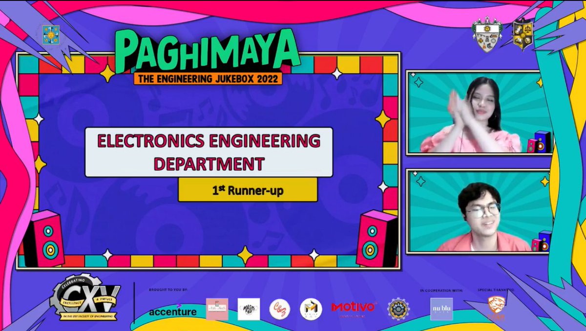 USTESC's tweet photo. Let us all bid congratulations to our first runner-up, Electronics Engineering Department! We are with you in celebrating your hard work and creativity.
#PAGHIMAYA2022
#ThrowBoxSaturday
#EnggWeek2022 https://t.co/3UBRf3oB1J