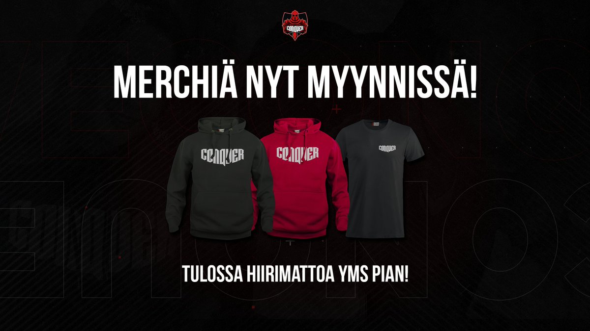 🎮 Merchiä nyt myynnissä! 🔥

Laadukkaat tuotteet ja nopea toimitus Suomesta!

⏬ Shoppailemaan pääset tästä ⏬
🔗 hikipanta.fi/vendor/conquer…

#WeConquer #esportsfi #csgofi