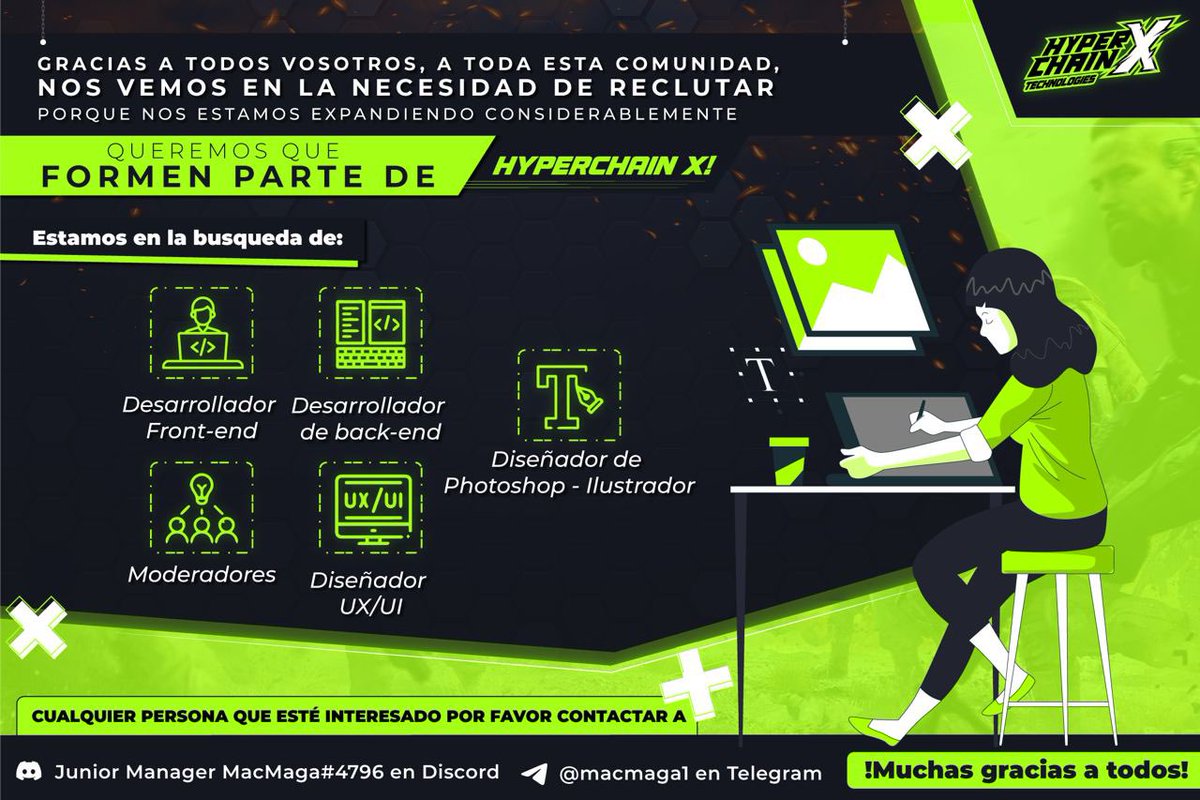 CriptoGemas_R4H's tweet photo. El equipo de @HyperchainX están buscando ampliar su equipo, si cumples los requisitos te animamos a contactar con ellos. https://t.co/dC8Qzxd6oY