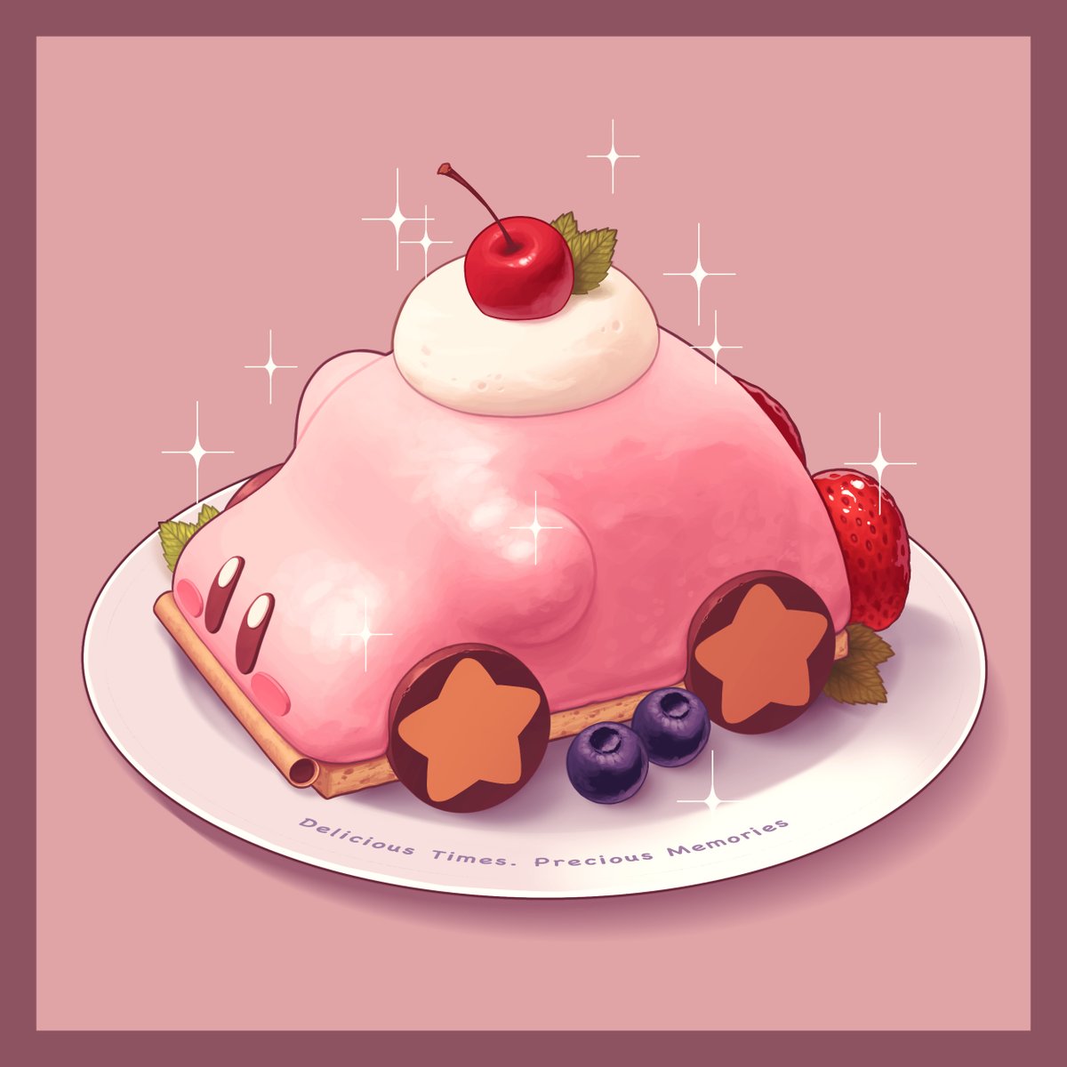 kirby food fruit no humans food focus blueberry plate sparkle  illustration images