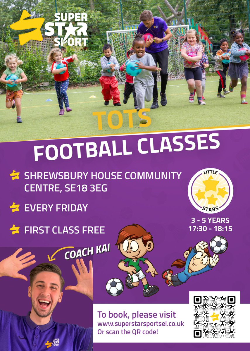 #Woolwich #Plumstead #ShootersHill Football at @ShrewsburyHse super-star-sport-sel.class4kids.co.uk/info/179 Cc @thecarmievore @SSS_SELDN @MyWoolwich @TOWIWoolwich @GreenwichHour