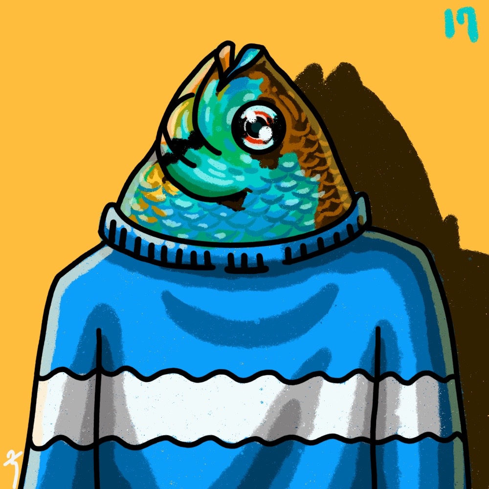 Fish_u_man's tweet photo. Check out this NEW #NFT #ARTWORK
파란색 니트를 입은 물고기🐟

#art #NFTCommunity #nftart #NFTartist #OpenSeaNFT #opensea #aquarium 
https://t.co/UoxdnxAUZx via @opensea https://t.co/O04pi3fq9w