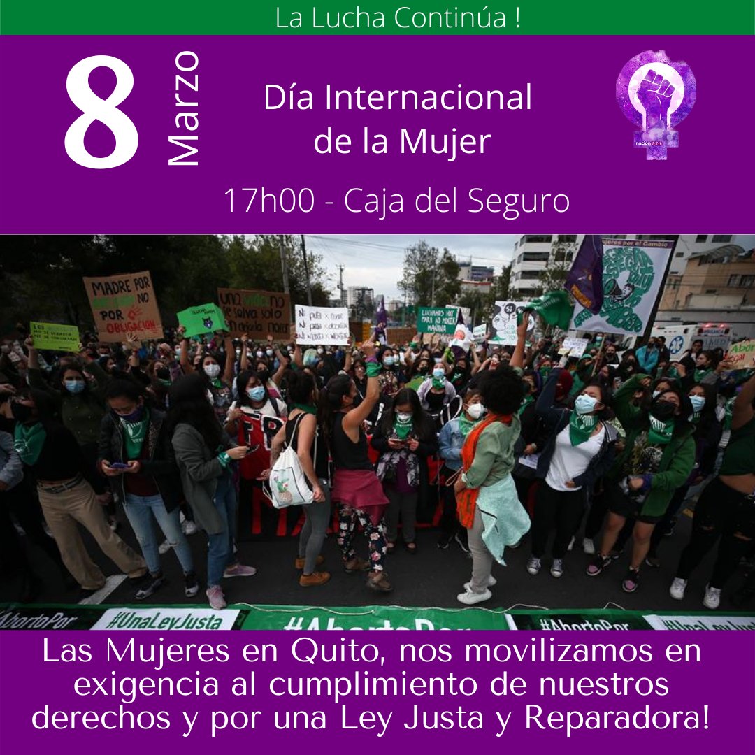 La lucha continúa por un mundo nuevo!
Te invitamos a participar
📆 8M2022
🕰️ 17h00
🟣 Caja del Seguro