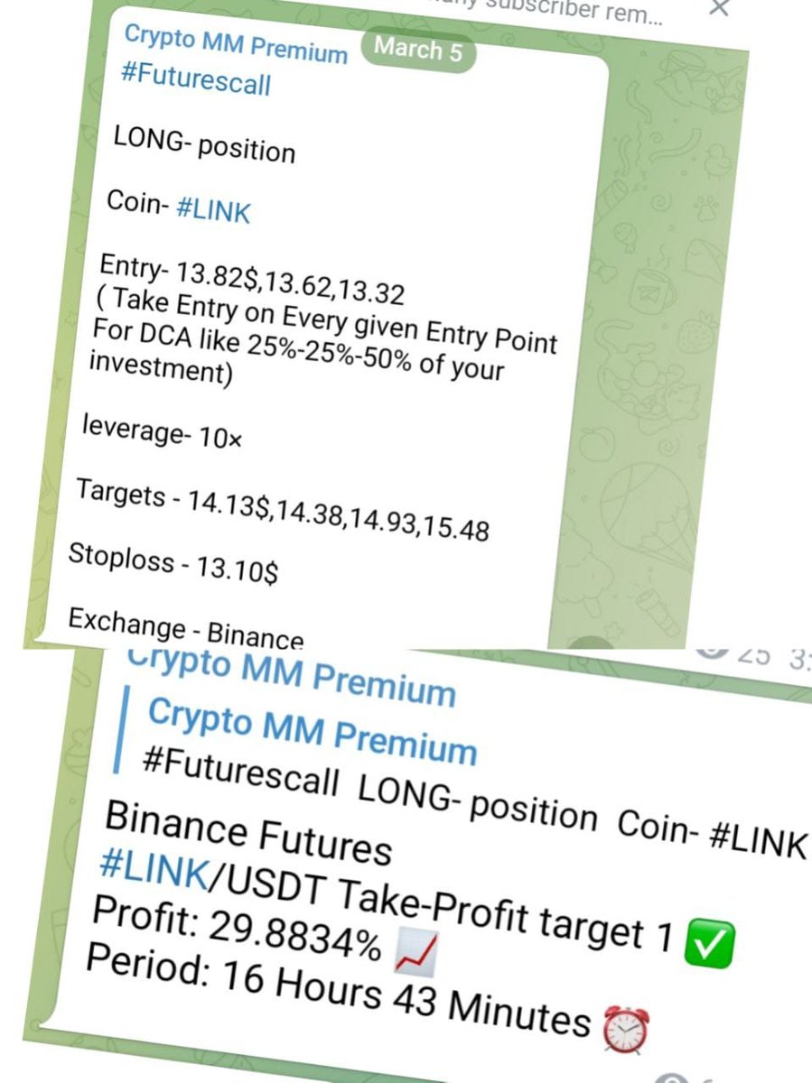 We shared #LINK long    Call in our Telegram Channel ✅ 
30%   profit 💰✅ 
Join our free Telegram Channel and grab all quick profit signals.                                                     Hurry up 🏃‍♂👇
telegram.me/Cryptomoneymak…