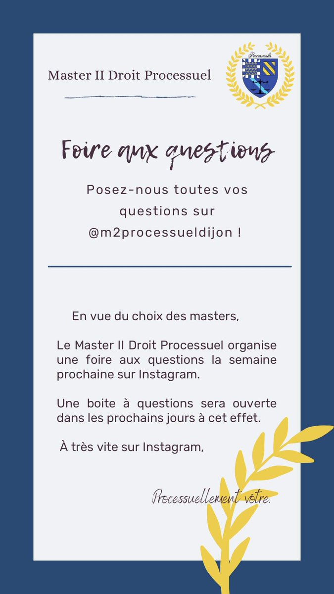 ❓FAQ sur notre compte Instagram pour répondre à toutes vos questions sur le Master II Droit processuel