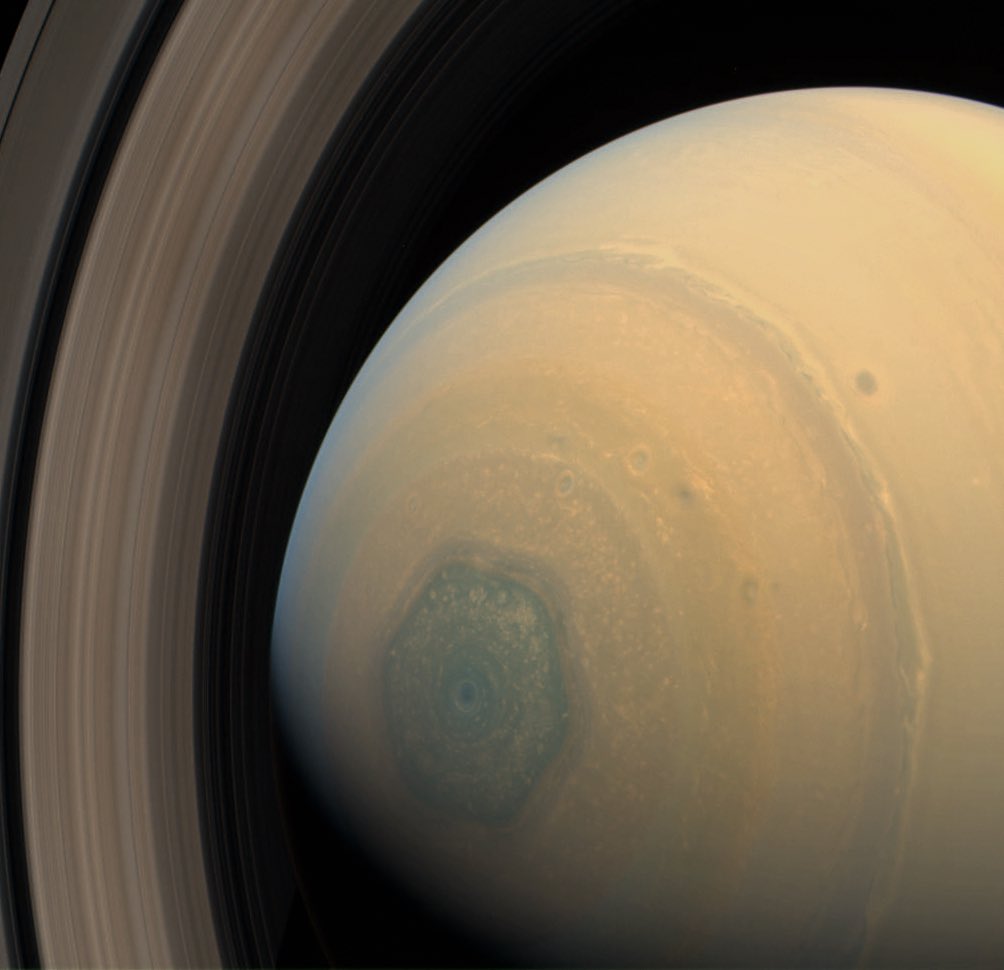 Saturn's North Pole is a hexagon.