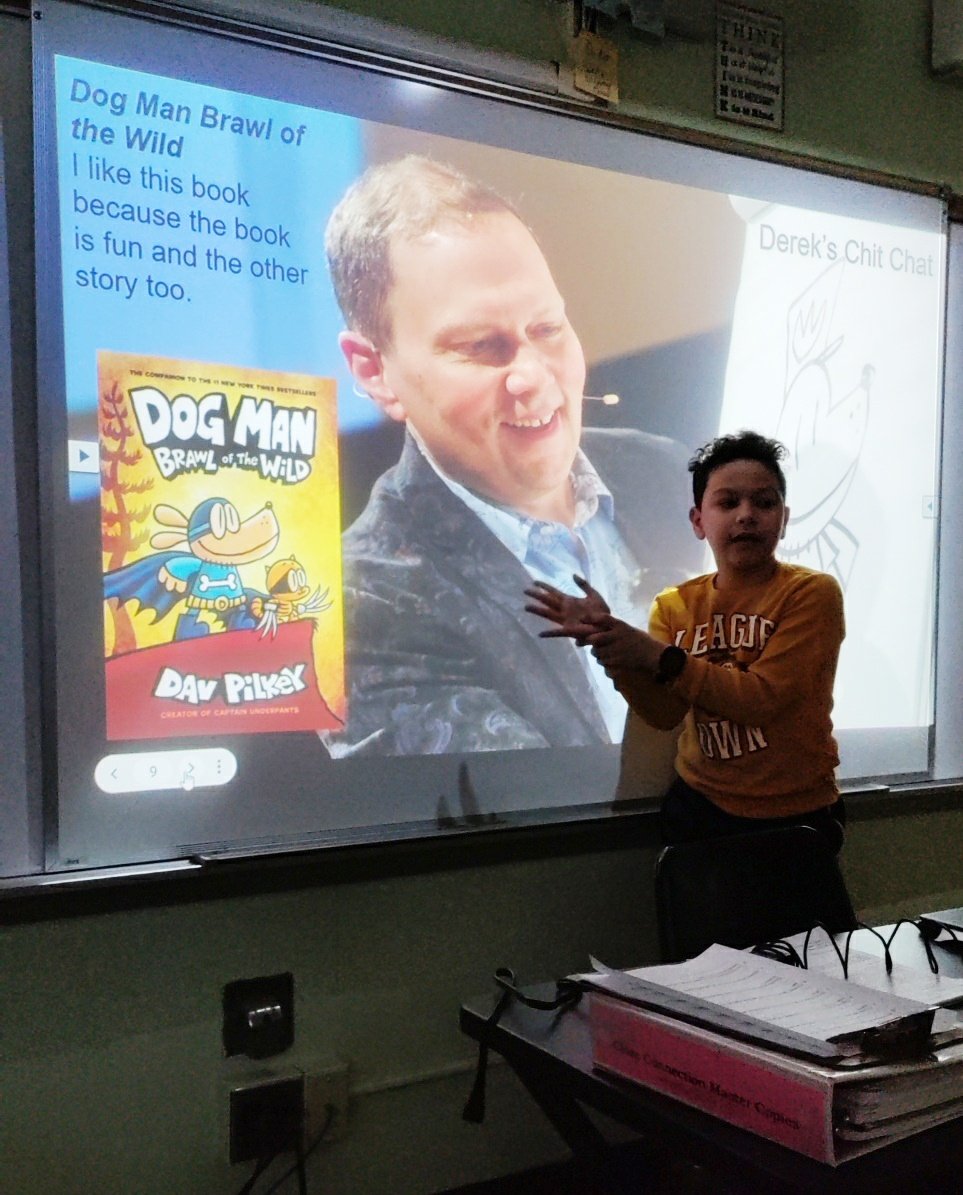 Mr_Shave_TIS's tweet photo. We don't always remember to allow kids to share what they are reading. They can sell a book better than any teacher. Derek's Chit Chat About Books & All That got everything thinking about humorous graphic novels. @TitusvilleTiger #acsdReads #graphicnovels https://t.co/FZ764I9pAs