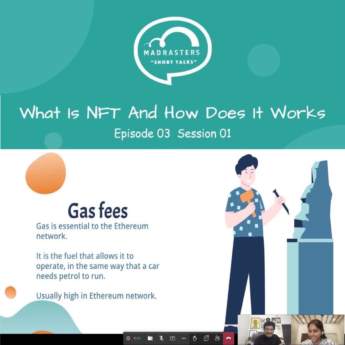 madrasters's tweet photo. Speaker: Divya Gupta, Web 3 Developer & NFT enthusiast.
Thank you all. An exciting and amazing Saturday morning with a topic What is NFT? And How does it works.
See you guys in the next short talk with an amazing topics.
Stay tuned!
#madrasters #madrastersmeetup #shorttalk https://t.co/eOQCA4hQg2