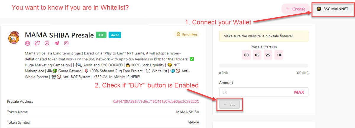 Don't have a SPOT in Whitelist yet?

We continue to add to the Whitelist 50 random lucky winners at time, so have you try to checked if your address has already been whitelisted on Pinksale?
bit.ly/MamaShiba_PreS…

If not, don't worry! You can still win!
t.me/MamaShibaOffic…