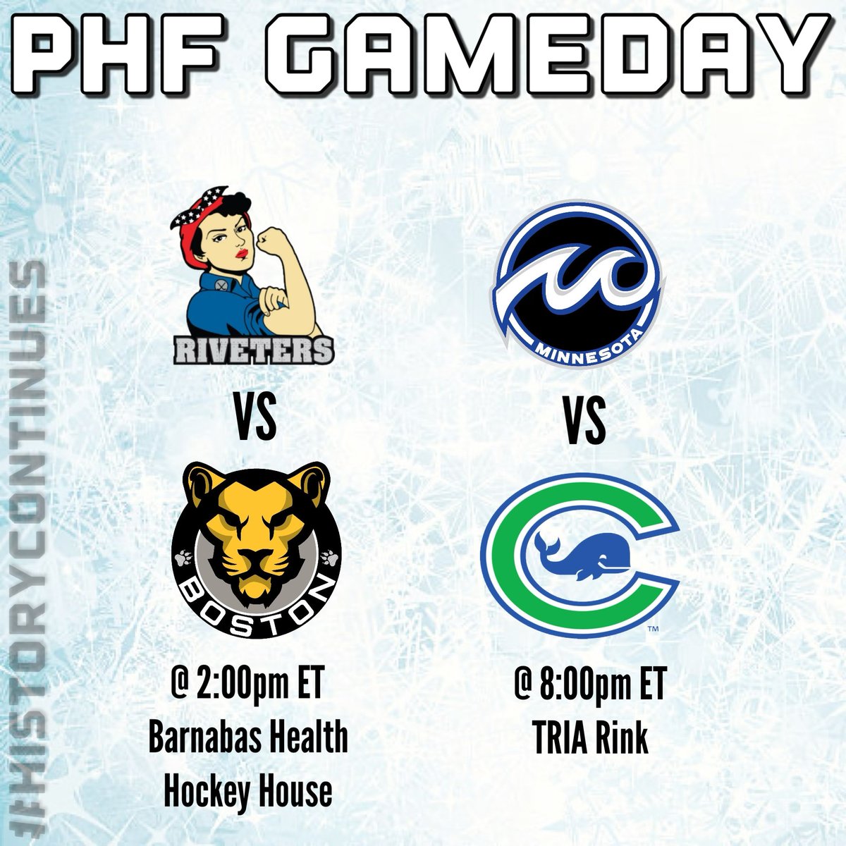 nwhlfuture's tweet photo. IT’S PHF GAMEDAY! #METvsBOS #MINvsCTW https://t.co/P5B7u04AOr
