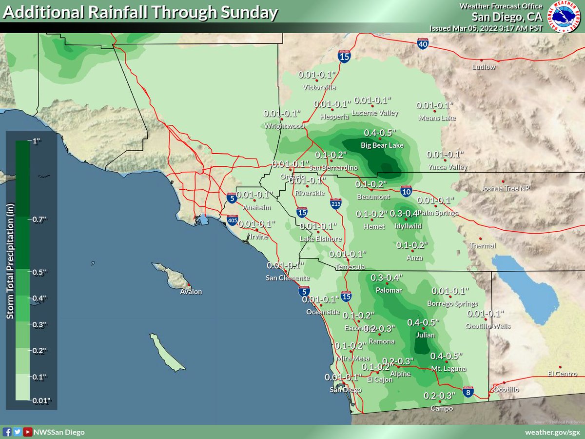 NWSSanDiego's tweet photo. Wind, snow, and rain, oh my! 🌬❄🌧 Here's a look at what's still to come with this storm. Sunday will be a little warmer and drier if you're looking for some outdoor weekend activities. https://t.co/XBqLgDnSgo