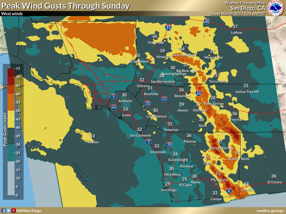 NWSSanDiego's tweet photo. Wind, snow, and rain, oh my! 🌬❄🌧 Here's a look at what's still to come with this storm. Sunday will be a little warmer and drier if you're looking for some outdoor weekend activities. https://t.co/XBqLgDnSgo
