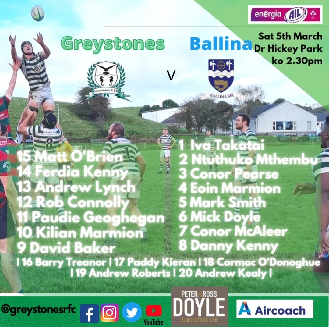 GreystonesRFC's tweet photo. **GAME DAY** Your #grfcFirsts v Ballina RFC in today's #AILdiv2b match @ Dr. Hickey Park ko 2.30pm - super conditions 🔥😎
🔵🟡 in support of the Ukrainian people, gate receipts will be donated to @irishredcross humanitarian appeal https://t.co/YWyFD1FUA8