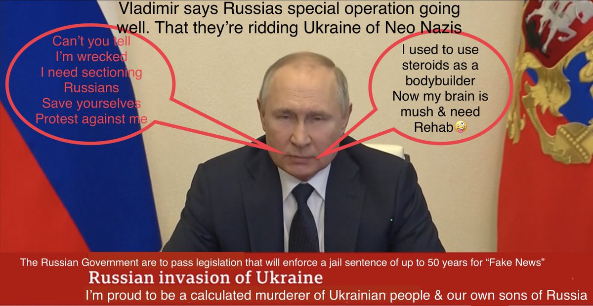 Kernow_Life's tweet image. #putin needs #sectioning under an #insanity act. At the beginning “It’s just an exercise” not long after the border to #ukraine is crossed. #war begins. #UkraineRussianWar . From there on every #russian official are acting like they’ve lost their marbles. #russians #protes now