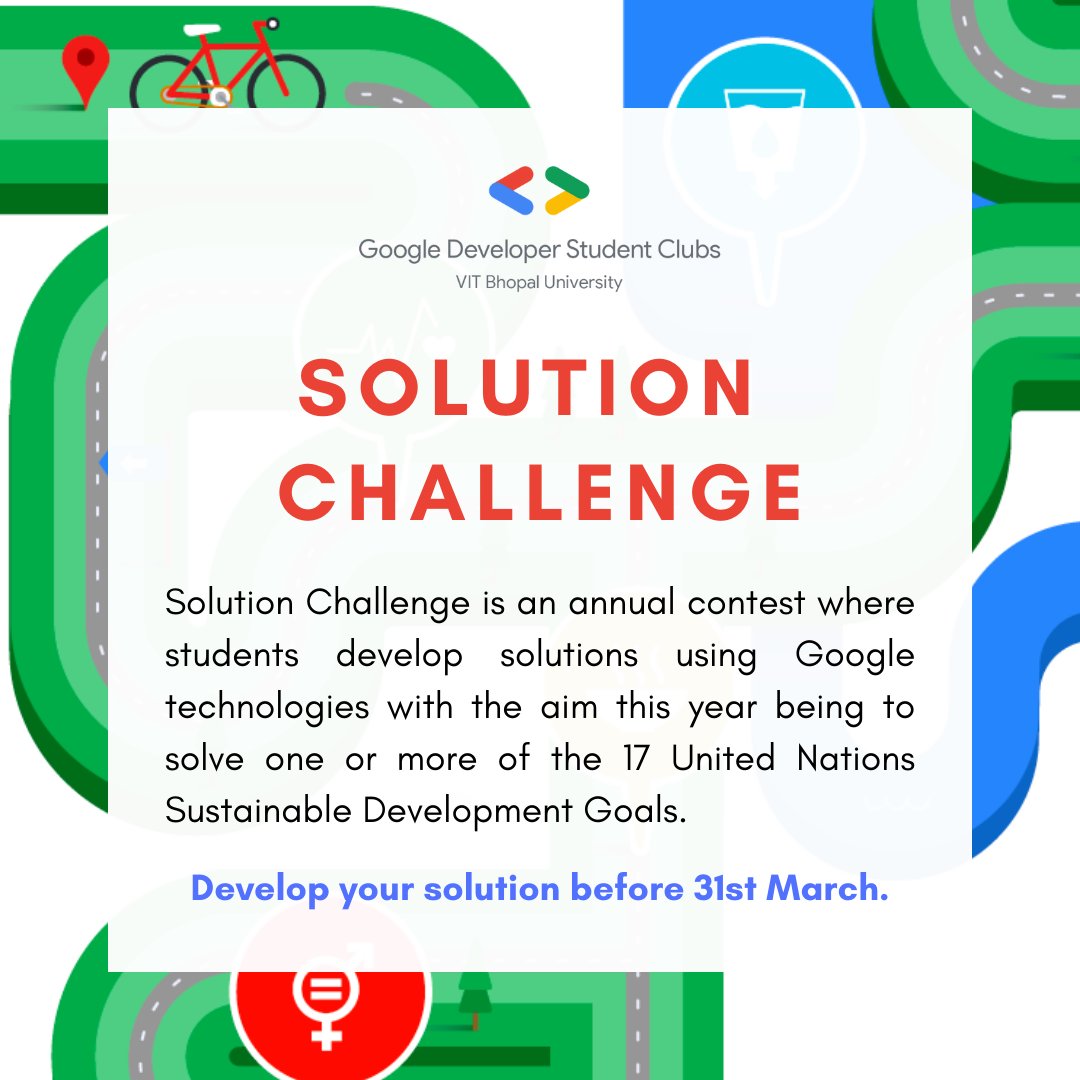 gdgcvitbhopal's tweet photo. #solutionchallenge2022
💪🏻The mission of the 2022 Solution Challenge is to solve for one or more of the #unitednations #17sustainabledevelopmentgoals using Google technology.
✨The solution challenge is open to community members of GDSC @VITBhopal https://t.co/Y9XJuw4IUb