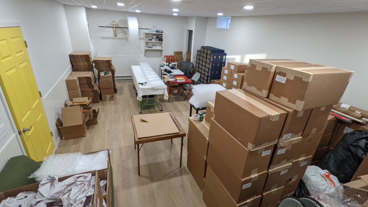 UnDyrk's tweet photo. FINALLY! The basement reno is complete and packing for the #PATERNUS War of Gods limited edition hardbacks + trilogy slipcases can begin! It's going to be a busy weekend 😃 https://t.co/HhHkSxMTr2