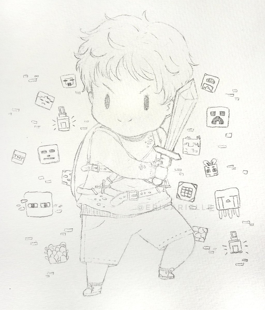 ericarielle's tweet photo. My husband's character in Minecraft 😊💖 #workinprogress #drawing #illustration #fanart #giftart #sketch #ericarielle https://t.co/pdYuyxIvfl