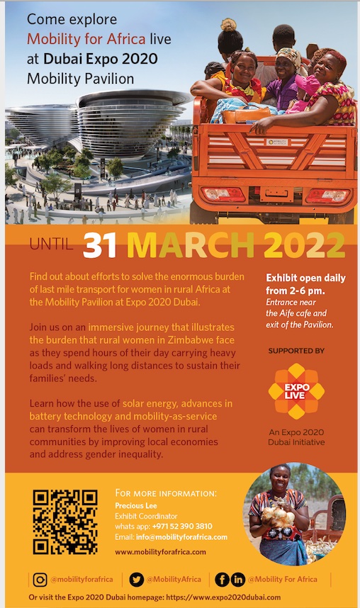 If you're going to #Expo2020Dubai this month, check out <a href="/MobilityAfrica/">MobilityAfrica</a> at the Alif Pavilion to find out how  #solar energy is transforming the lives of women living in rural #Africa. lnkd.in/eAYrD6za #iwd2022 #genderequality