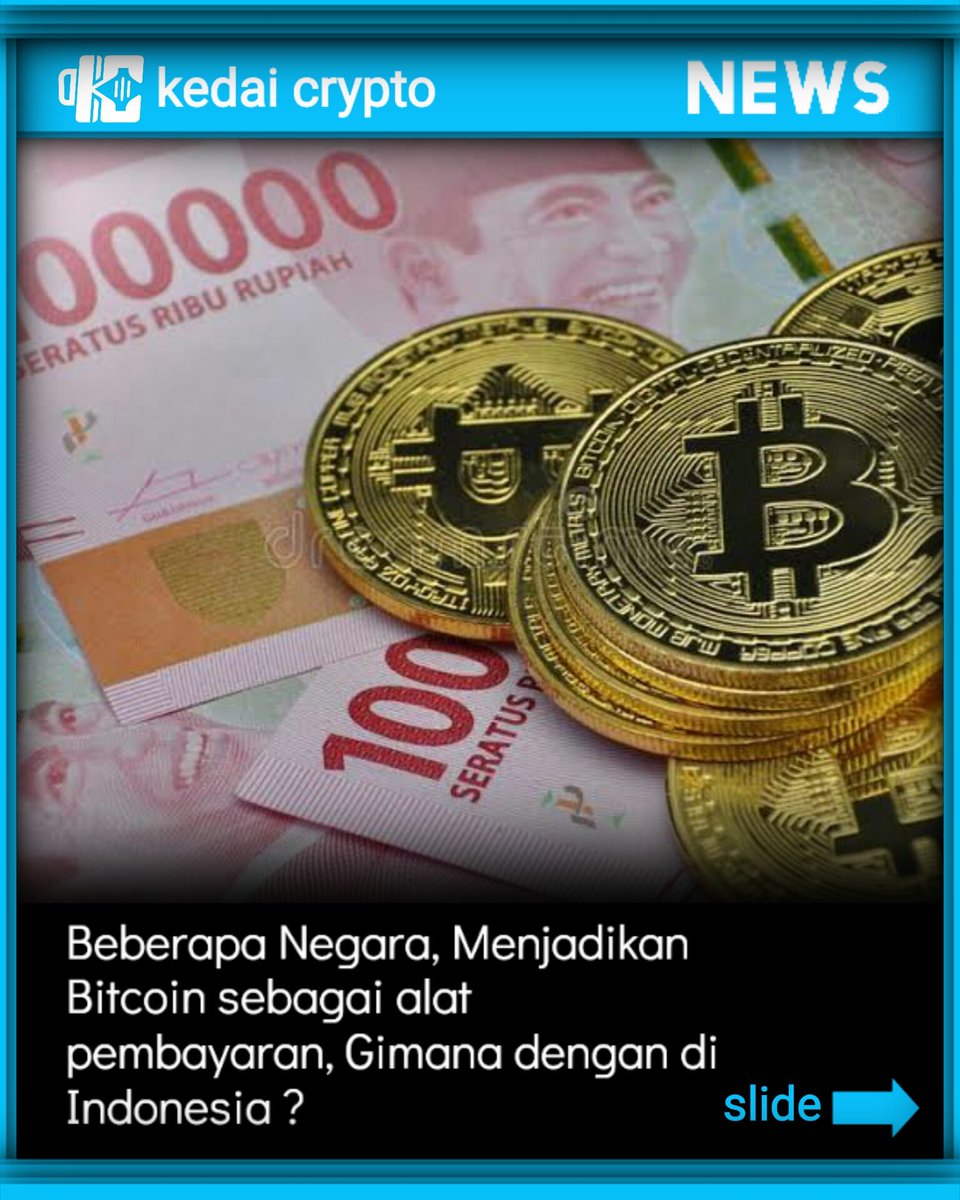 kedaicrypto's tweet photo. Beberapa Negara, Menjadikan Bitcoin sebagai alat pembayaran, Gimana dengan di Indonesia ?

#Bitcoin 
#bitcoinnews 
#cryptocurrency 
#Crypto 
#Airdrop 
#cryptoindonesia 
#pecintabitcoin 
#kedaicrypto https://t.co/TnJoFvxmNM