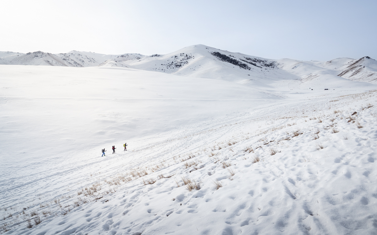 ridetoroots's tweet photo. Polar expedition to Son Kul lake, Kyrgyzstan. Three members of the team during the cross-country skiing towards the highest pic (3.400m) of Tien Shan. January 2022. ❄️ https://t.co/6ThUSUKZcd