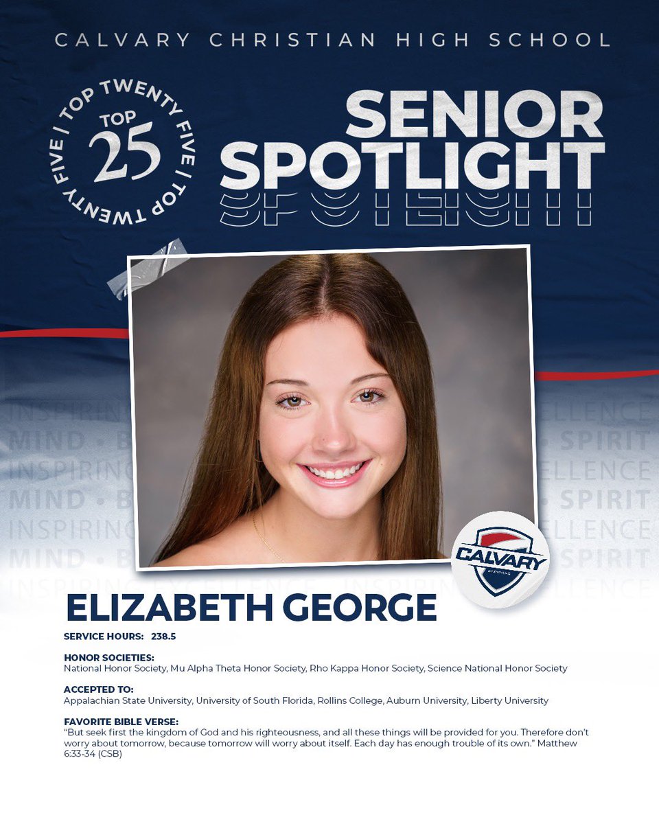 CCHS is pleased to introduce, Elizabeth George, a Top 25 Student in the Class of 2022. Elizabeth is the daughter of Richard and Bridget George. Congratulations, Elizabeth! We are proud of you. #WeAreWarriors