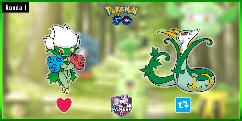 ParanoiasGamers's tweet photo. Tras un marcado triunfo de Bulbasaur ante Whimsicott, llega el segundo combate de esta copa: Roserade vs Serperior, hagan sus apuestas!

❤️ Like = Roserade
🔃 Retweet = Serperior

#pokemongo https://t.co/zjtxP37OCE