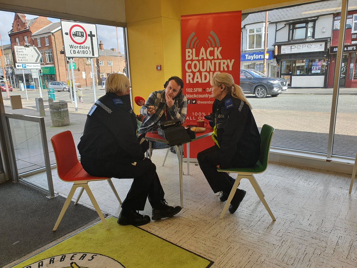 BrierleyHillWMP's tweet photo. PCSOs Julie and Karen have today been speaking on @WeAreBCR talking about our community work and the role of a PCSO. Julie and karen have also been promoting #wmnow to the listeners as well as members of the public. #bht1 #localradiostars #poppickers https://t.co/QLDHXADAx0