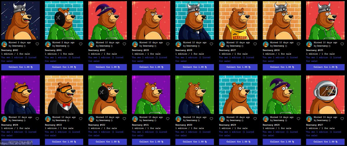 Confused? It's better if you collect the Bearuang collection. If you have 5 swaggy bears in your town, join our discord, okay Bro?👊

🐻: hic.af/bearuang
🐻: objkt.com/profile/bearua…

discord.gg/X6n9JnqzX2

#NFT #NFTCommmunity #NFTcollectors #hicaf #OBJKT #bear #BEARUANG