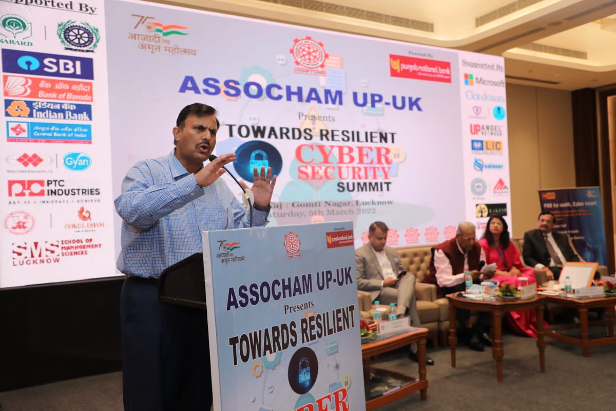 sn_sabat's tweet photo. Had the opportunity to participate in the #Cyber_security_summit , organized by #ASSOCHAM_UP at #Lucknow,  where fruitful discussions were held regarding #sensitization , #prevention and #execution of #cyber_security_methods. https://t.co/TihJGirLP7
