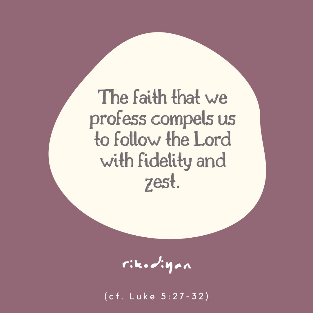 rikodiyan's tweet photo. Saturday after Ash Wednesday
Jesus saw a tax collector named Levi sitting at the customs post. He said to him, “Follow me.” And leaving everything behind, he got up and followed him. — Luke 5:27-28
#RandomlyRikorded
#DailyGospelThoughts https://t.co/E38gkgXAoi