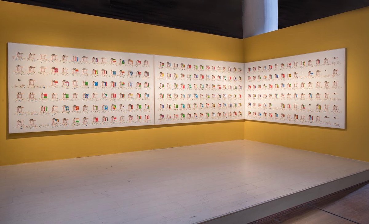 KNMAIndia's tweet photo. The artwork ‘Nations’ by NS Harsha explores various interpretations of the abstract concept of a ‘nation’.  
This large, magnificent canvas is unmissable at KNMA Noida. The true glory of this piece is visible in the minute details, visit the museum to know more! 

#knma  #art https://t.co/McjX5Vo7dV