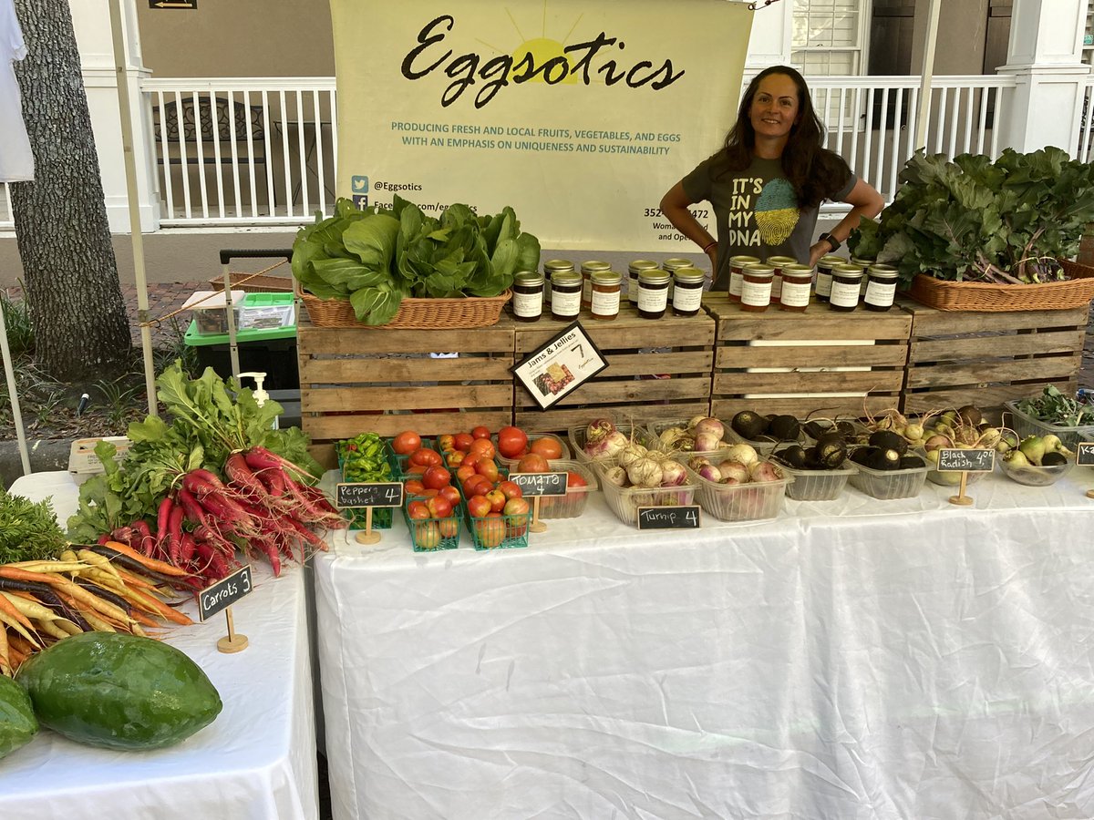 eggsotics's tweet photo. It’s a spectacular morning at Haile #farmersmarket !  Lots of seasonal vegetables and of course - farm fresh chicken and duck eggs! Saturday until noon, Haile Village Center. #gainesville #gogators #uf https://t.co/MivnWAiuK4