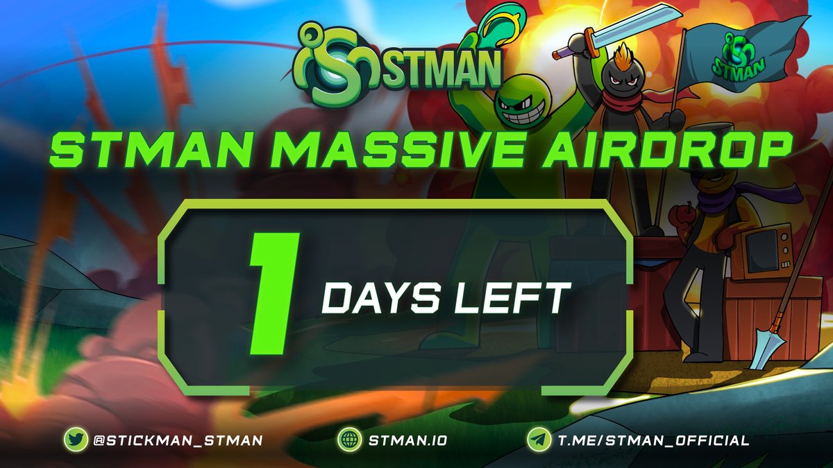 Stickman_STMAN's tweet photo. ⏳Stickman's Battleground Massive #Airdrop will end in less than 1 day.⌛️

👉Let us remind you of the prize structure:

💎Top 200 users with the most entries will win 230K tokens
💎10K random winners will win 560K $STMAN tokens

Don't miss the boat!!!🚤
#STMAN #NFT https://t.co/P4KCf7UfUK
