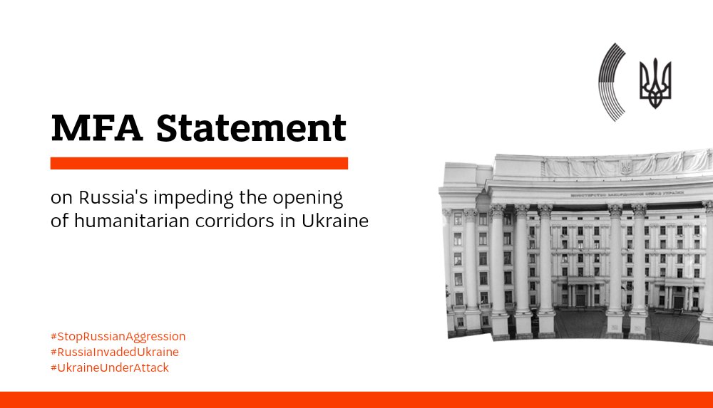 MFA_Ukraine's tweet photo. Violating the agreements reached, Russia continues to launch missile and bomb strikes on Mariupol, Volnovakha, and other 🇺🇦 cities. The ongoing shelling makes it impossible to open humanitarian corridors for the safe evacuation of civilians, the delivery of medicines, food. 1/2 https://t.co/hYhRqGQfMu