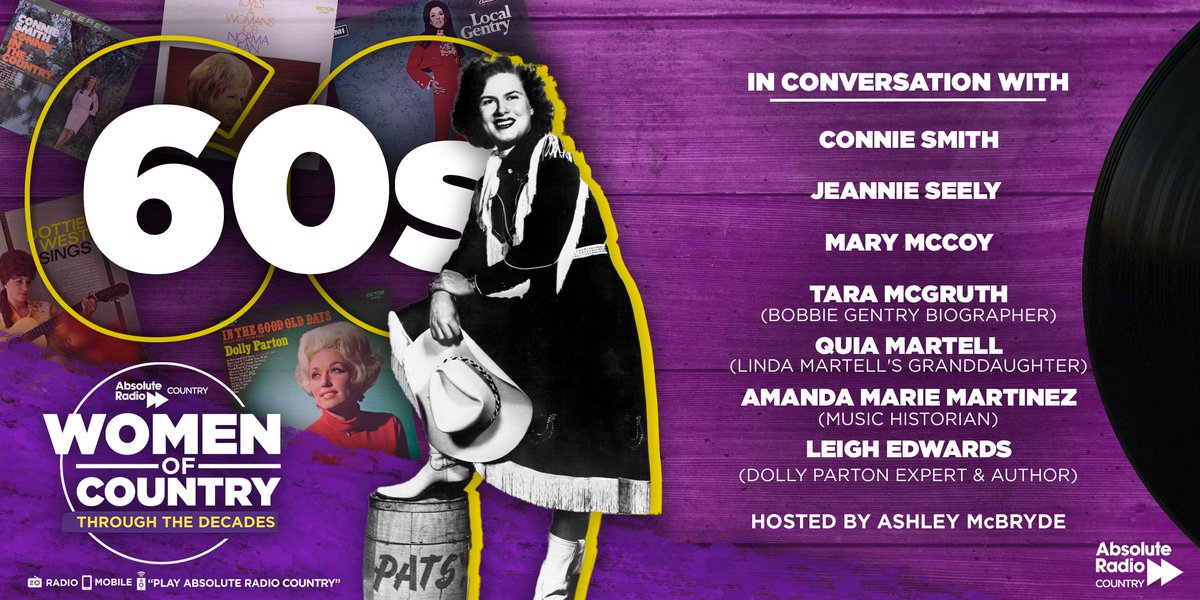 Tonight from 7pm, join <a href="/AshleyMcBryde/">Ashley McBryde</a> for our first episode of 'Women Of Country: Through The Decades'.

Episode one is all about the 1960s and the Godmothers of #CountryMusic.

Listen here: 👉 bit.ly/AbsoluteRadioC…